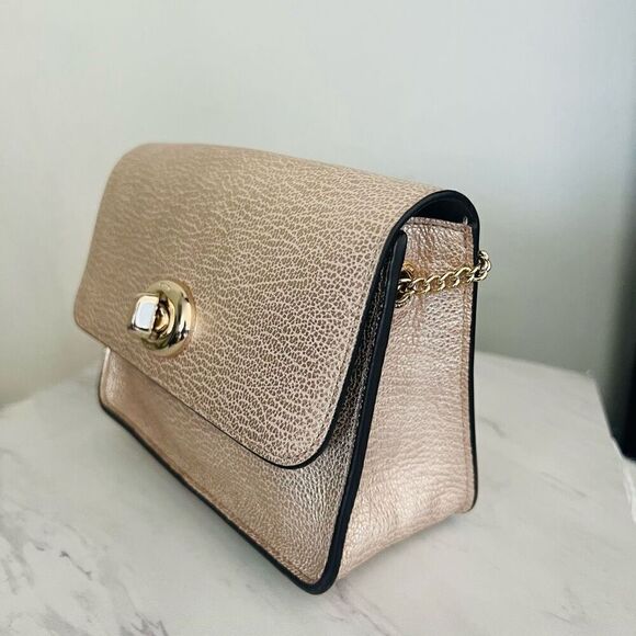 Coach Women's Turnlock‎ Chain Crossbody Leather Bag, Platinum/Gold, NWOT - Picture 16 of 16